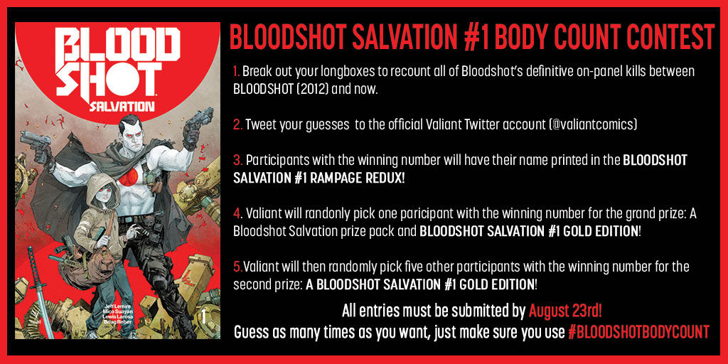 Valiant's 'Bloodshot Salvation #1 Body Count Contest' Tallies The Super Soldier's – COMICON