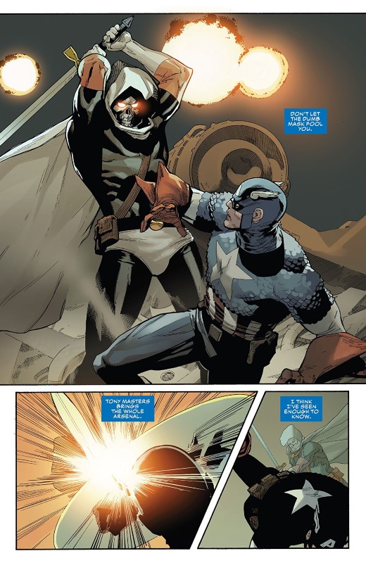 Captain America #5 art by Leinil Francis Yu, Gerry Alanguilan, Sunny Gho, and letterer VC's Joe Caramagna