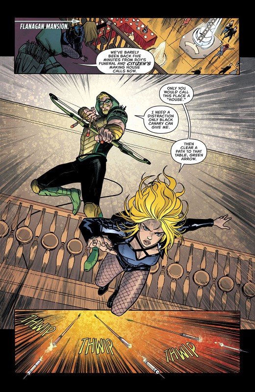 Green Arrow #46 art by German Peralta, John Kalisz, and letterer Deron Bennett