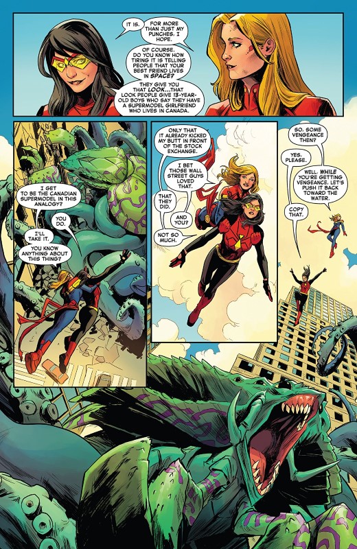 Captain Marvel #1 art by Carmen Carnero, Tamra Bonvillain, and letterer VC's Clayton Cowles